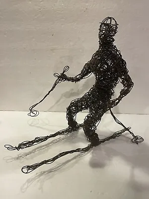 Vintage Mid Century Abstract Fine Art Twisted Wire Sculpture Snow Skiier • $230