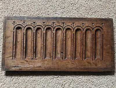 £39.99 • Buy ANTIQUE CARVED OAK PANEL Nulled Design Wax Finish Carpenter Marks