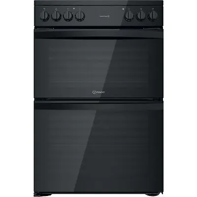 £479 • Buy Indesit 60cm Double Oven Electric Cooker - Black ID67V9KMB
