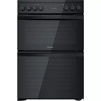 £479 • Buy Indesit 60cm Double Oven Electric Cooker - Black ID67V9KMB