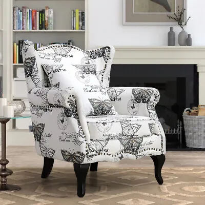 Butterfly Wing Back Armchair Chesterfield Queen Anne Chair Fireside Lounge Sofa • £199.95