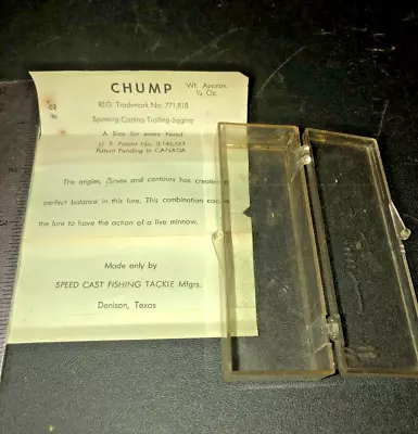 VERY RARE Speed Cast CHUMP Plastic Fishing Lure BOX &PAPER ONLY Denison Texas • $18.58