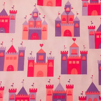 Princess Castles In Pink & Purple Fabric  Cotton Material By The Yard • $8.50