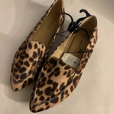 NEW Time And Tru Women's Feather Loafers Flats Slip On Shoes Leopard Print Sz 9 • $15.99