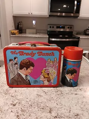 1970 The Brady Bunch Lunch Box & Thermos * Vintage * TV Show Lunchbox Kit NICE • $174.99