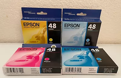 4 Genuine Epson 48 Ink Cartridges - Cyan Light Cyan Magenta Yellow EXPIRED 2017 • $16.19
