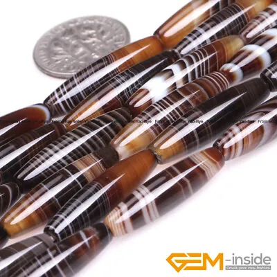 6x26mm Natural Assorted Agate Gemstone Olivary Rice Beads For Jewelry Making 15  • $6.86