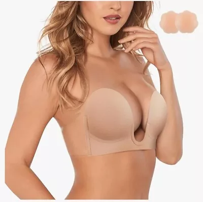 £8 • Buy Bafully Invisible Adhesive Bra Sticky Push Up Silicone Bra With Nipple Cov. M/B