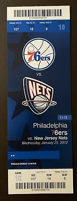 Philadelphia 76ers 1/25/2012 NBA Ticket Stub Vs New Jersey Nets • $5.95