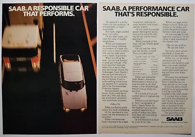 Lot 2 Print Ad 1983 Saab 900 APC Turbo Responsible Car That Performs Intelligent • $19.95