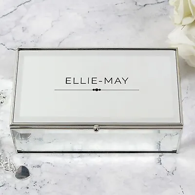 Personalised Engraved Classic Mirrored Silver Jewellery Box Organiser 18th 21st • £30