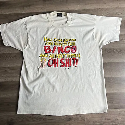 VTG Bingo T Shirt Mens XL Funny Graphic 1990s Single Stitch BEST FotL Tag 90s • $14.95