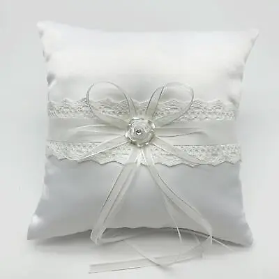 £6.60 • Buy 20x20cm Wedding Ring Pillow Bow Flower Bridal Wedding Ring Bearer Cushion