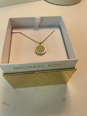 Michael Kors Flip Glitz Gold Necklace Crystals Reversible Mkj5656710 • $59.99
