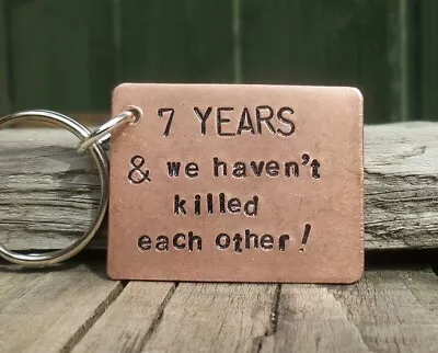 Funny 7 Years 7th Wedding Anniversary Copper Gift Husband Wife Keychain Keyring • £12.99