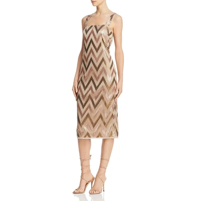 $19.59 • Buy Rachel Zoe Womens Eileen  Tan Metallic Sequined Cocktail Midi Dress 0 BHFO 3664