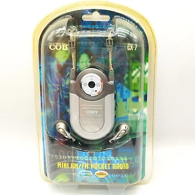 Coby CX-7 Mini AM FM Pocket Radio DBBS Portable Earphones Neck Strap New  • $7.98