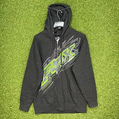 Vintage Fox Racing Hoodie Mens Large Gray Spell Out Fleece Motorcross Y2K Zip Up • $37.95