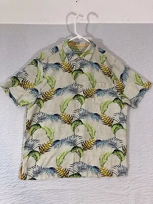 Tommy Bahama 100% Silk Shirt W/Multi Colors Leaves Men’s Size Large. • $25