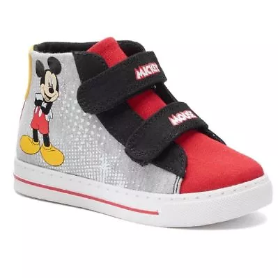 NEW Disney Boy's Mickey Mouse Grey/Black/Red High Top Sneakers Toddler Sz 12 • $13.99