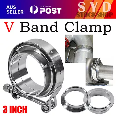 3  Inch 76mm V-Band Vband Clamp Stainless Steel Flange Turbo Exhaust Downpipe  • $19.29