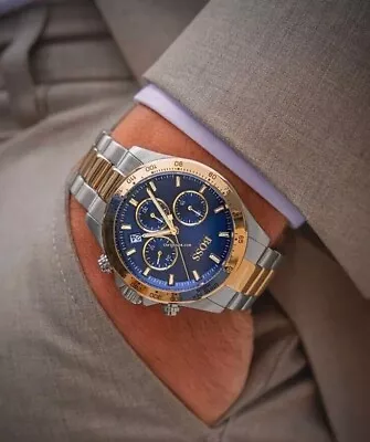 £92.99 • Buy New Genuine Hugo Boss Hb1513767 Hero Sport Blue & Silver Gold Tone Men Watch Uk