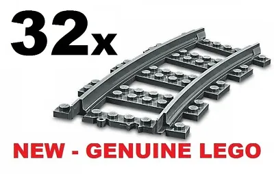 32 Lego Curved Track Genuine Train 7895 7896 60052 60051 Dark Bluish Grey City • $59.99