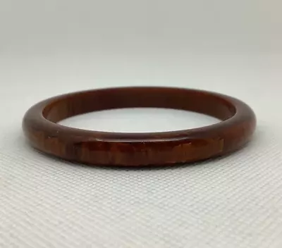 Vintage BAKELITE BANGLE BRACELET Mocha Chocolate Brown MARBLED SWIRL Tested ** • $25