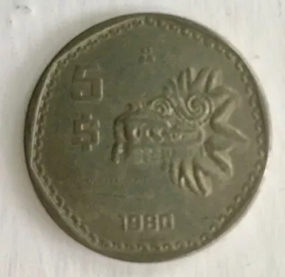 Mexico 5 Pesos | Feathered Serpent God Quetzalcoatl Coin 1980 - 1985 • $1.98