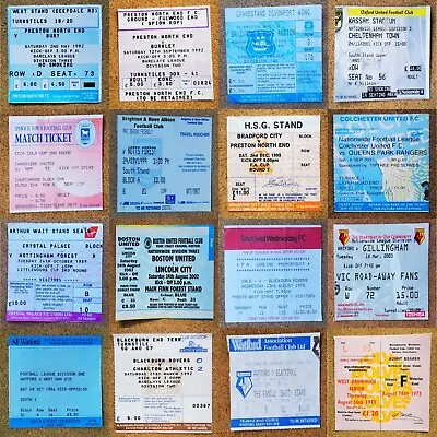 Used Football Match Tickets Stubs - Various Teams / Seasons • £1.50