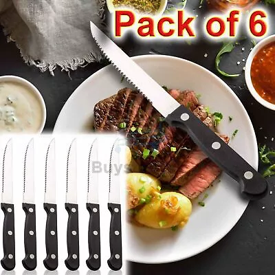 🔥Steak Knives 6x Stainless Steel Cutlery Set Meat Dining Table Knife Kitchen UK • £4.99