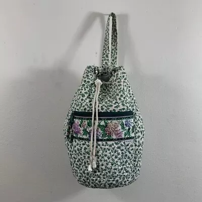 Vintage Vera Bradley Sling Backpack Medium Retired Lilac Time Quilted Drawstring • $34.99