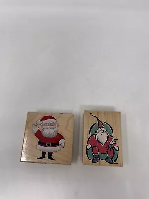 Two Rubber Stamp Michel & Company Hampton Art Santa Rudolph Stamping Santa Claus • $8