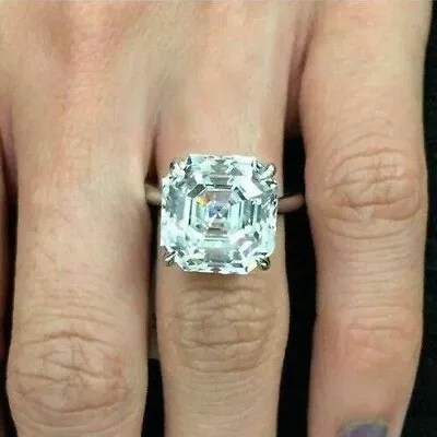 5Ct Asscher Cut Lab-Created White Diamond Prong Engagement Ring 925 Silver • $88