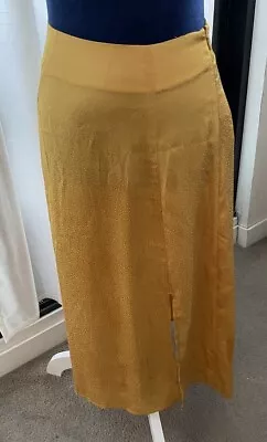 Womens Mink Pink Satin A-Line Midi Skirt Mustard Marigold XS New -Other • $21.83