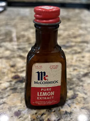 Vintage 1 Oz. McCormick Pure Lemon Extract Amber Bottle Only • $5