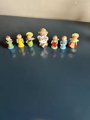 Vintage Wooden Girl Figurines Made In Italy/Set Of 7 • $39