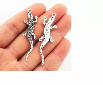 LIZARD GECKO REPTILE CHAMELEON Charm Pendant On 18  925 Sterling Silver Necklace • $16.88