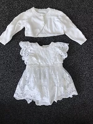 Baby Girl Clothing Bundle 3-6 Months Cream Lace Occasion Dress/Cardigan • £10