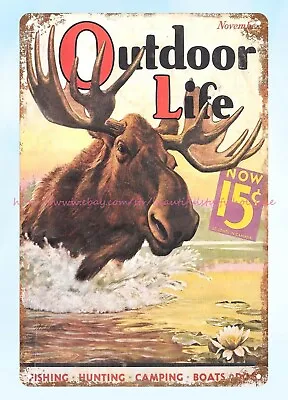 1935 Outdoor Life Moose Metal Tin Sign Home Furnishing Items • $18.89