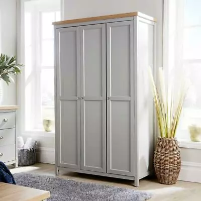 Bedroom Furniture Grey Solid Wood Oak Unit Chest Of Drawers Bedside Wardrobe • £175.99