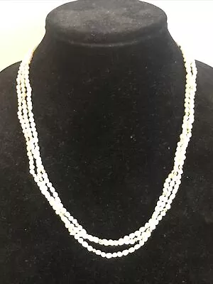 Vintage SETA Jewelry Imitation 20” Pearls & Gold Beads Necklace 3 Strands NOS • $12.95