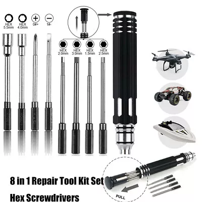 £11.99 • Buy 8 In 1 Hex Screwdrivers Repair Tool Kit Set For RC Drone Helicopter Boats Cars