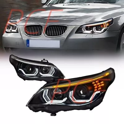 For BMW E60 LED Headlights 2003-2010 523i 530i Angel Eye DRL Hid Bi Xenon Lamps • $910.18