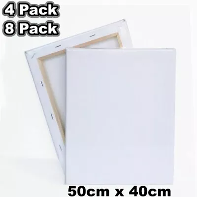 4 8 Large Blank Artist Canvas Art Board Plain Painting Stretched Framed 40x50cm • £15.99