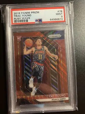 2018 Trae Young Hawks Panini Prizm Ruby Wave Rookie RC PSA 9 • $349.99