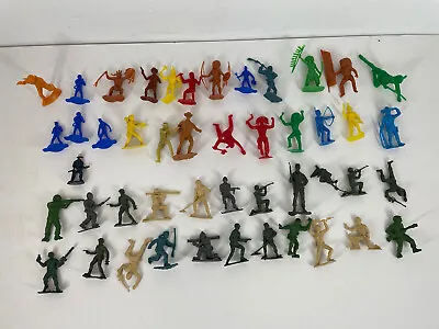 Vintage PLASTIC Pirate Cowboy  Indian And Soldier FIGURES MIXED LOT MPC • $23.99