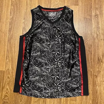 MMA Elite Jersey V Neck Grunge Graphic Black Red Adult Size Large • $29.99