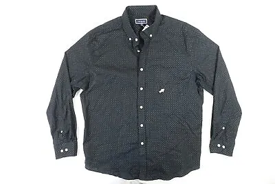 Club Room Polka Dot Black Large Stretch Dress Button Front Shirt Mens Defect • $6.15