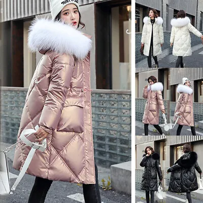 £28.99 • Buy Winter Warm Women Puffer Fur Long Quilted Parka Waterproof Coat Hooded Jacket